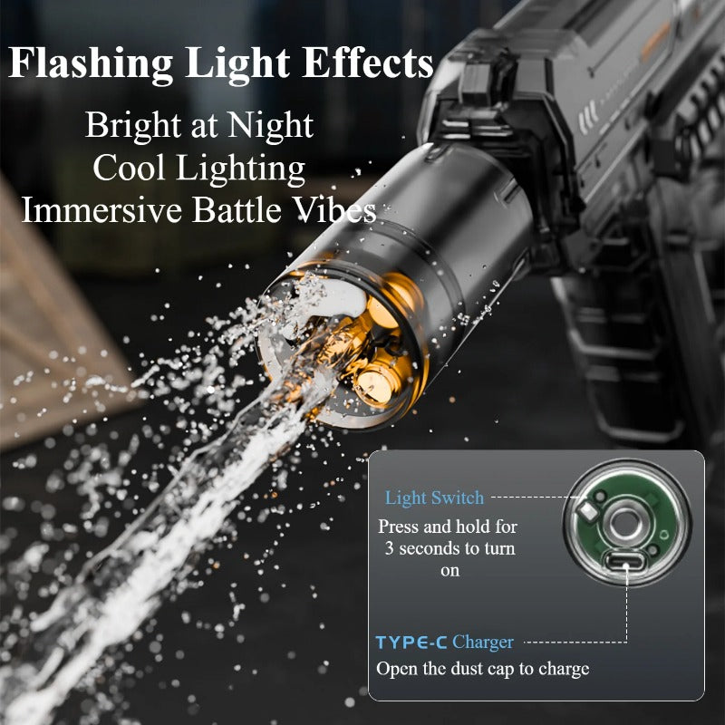 Unleash the Fun: The Ultimate Electric Water Blaster with Dazzling LED Muzzle Flash!